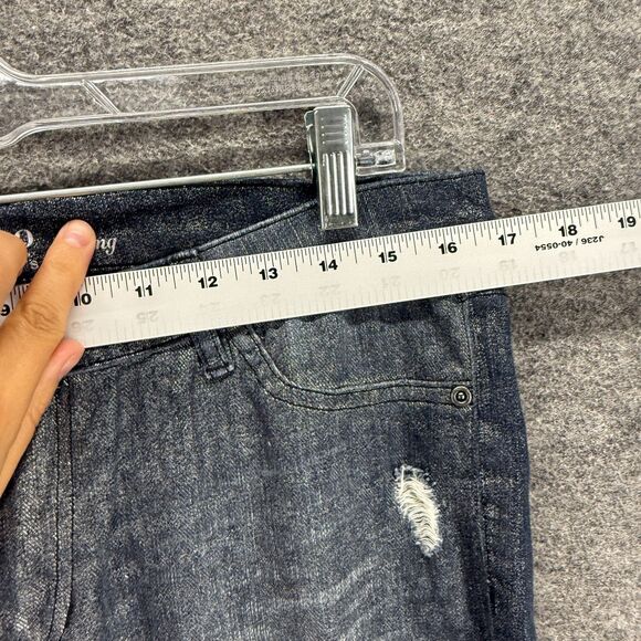 Soho Jeans Women 10 Blue Denim Dark Wash Mid Rise Skinny Distressed Leggings - Picture 3 of 9